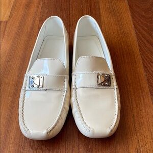 LOUIS VUITTON
White Patent Leather Monte Carlo Driving Loafers Size 36.5 Womens